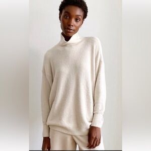 Aritzia WILFRED Sweater Women XL Beige Oversized Pullover Mock Neck Knit Fits 2X